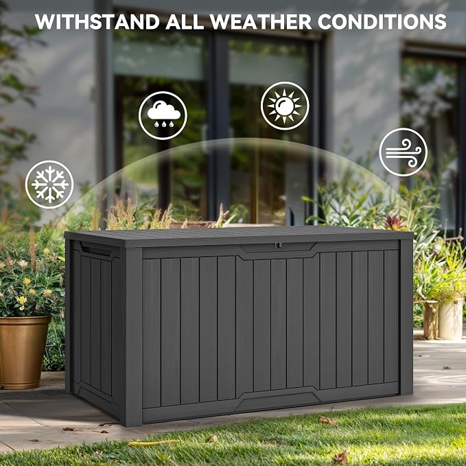 YITAHOME XXL 240 Gallon Large Outdoor Storage Deck Box for Patio Furniture | Outdoor Cushions, Garden Tools and Sports/ Pools Equipment, Weather Resistant Resin, Lockable (Dark Gray)