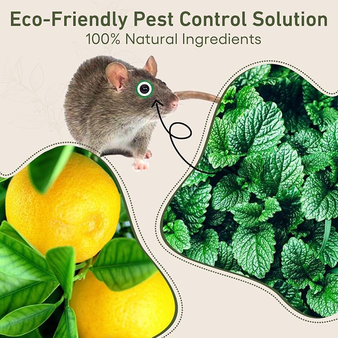 Pest Rodent Repellent, 24 Pack Peppermint Oil Repellent for Mouse Rats Spider Roach Ant Squirrel Pest Control Indoor & Outdoor, Natural Mice Deterrent Replace Trap Poisoning Family & Pet Safe Yellow