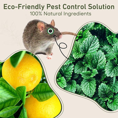 Pest Rodent Repellent, 24 Pack Peppermint Oil Repellent for Mouse Rats Spider Roach Ant Squirrel Pest Control Indoor & Outdoor, Natural Mice Deterrent Replace Trap Poisoning Family & Pet Safe Yellow