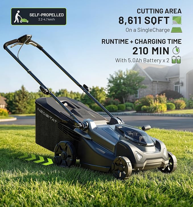 40V 18'' Self-Propelled Lawn Mower, 2-in-1 Mulching/Bagging Brushless Cordless Electric Lawn Mower with 6-Position Height Adjustment, Include 5.0Ah Battery x 2 and Rapid Charger