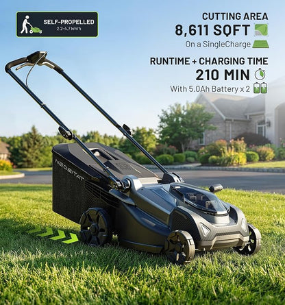 40V 18'' Self-Propelled Lawn Mower, 2-in-1 Mulching/Bagging Brushless Cordless Electric Lawn Mower with 6-Position Height Adjustment, Include 5.0Ah Battery x 2 and Rapid Charger