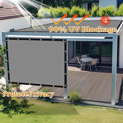 Shade&Beyond Customized Size 12' X 14' Shade Cloth with Grommets, 90% UV Protection UV Protection Mesh Tarp Sun Screens for Patio GN01, Light Gray
