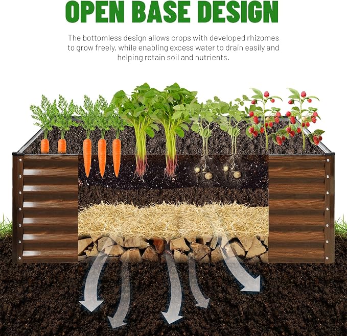 SnugNiture Galvanized Raised Garden Bed 4x4x2FT Outdoor Large Metal Planter Box Steel Kit for Planting Vegetables, Flowers