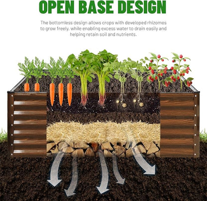 SnugNiture Galvanized Raised Garden Bed 4x4x2FT Outdoor Large Metal Planter Box Steel Kit for Planting Vegetables, Flowers