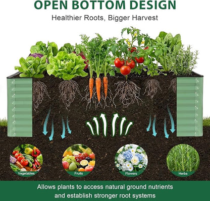6x3x2 Ft Galvanized Steel Raised Garden Bed, Green, 1 Pack | Patented Leak-Proof, Planter Box, Metal Construction, For Veggies, Herbs & Flowers