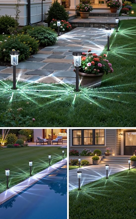 LIANGLOME Solar Pathway Lights Outdoor 12 Pack - IP55 Waterproof Solar Powered Garden Lights 6000K Cold White LED, Auto On/Off Outdoor Solar Lights for Yard Driveway Patio Decor Landscape Lighting