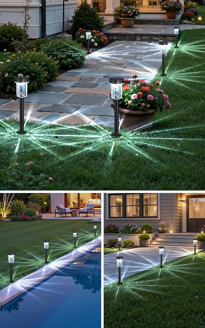 LIANGLOME Solar Pathway Lights Outdoor 12 Pack - IP55 Waterproof Solar Powered Garden Lights 6000K Cold White LED, Auto On/Off Outdoor Solar Lights for Yard Driveway Patio Decor Landscape Lighting