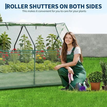 Garvee 6x3x1 FT Raised Garden Bed with PE Cover & Self-Watering System | Galvanized Planter Box Outdoor with Greenhouse Cover, Outdoor Raised Bed for Vegetables, Flowers, Backyard, Patio