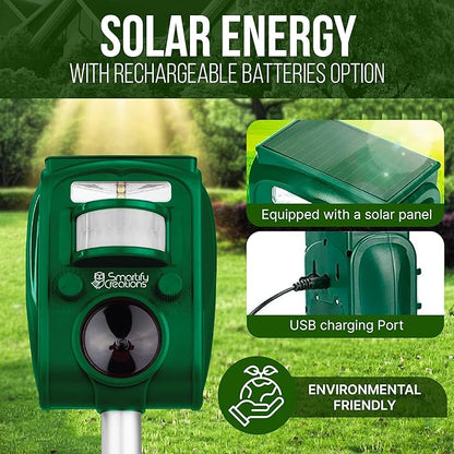 New 2026 Solar Deer Repellent Device Outdoor – Solar Animal Repeller for Outside – Rainproof Solar Rodent Repellent – Outdoor Animal Deterrent for Deers, Cats, Dogs, Mice, Birds