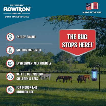 Flowtron Indoor/Outdoor Fly Control, 2000 sq.ft Indoor & 2 Acre Outdoor Insect Control with Dual Lure Method, 120W UV Light & Fly Sex Lure/Octenol for Flies and Mosquitoes, UL Certified