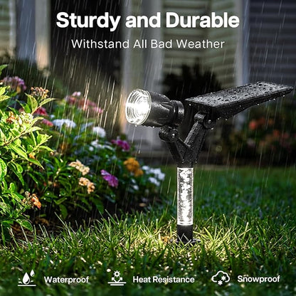 Solar Lights Outdoor Waterproof Spot Lights, 4 Pack Solar Powered Garden Spotlights for Outside Yard Pathway House Landscape Lighting, Auto On/Off, 6000K Cold White