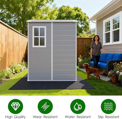 Outdoor Storage Shed Floor Mat Waterproof Thick 8.2x5.9 FT Shed Carport Mat with Non Slip Backing for Garden Shed, Patio Furniture, Garage, Backyard