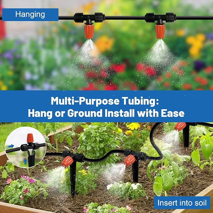 Drip Irrigation Kit for Garden, Quick-Connect Raised Bed Watering System 120FT, Plant Accessories, Drip Line Kit for Greenhouse, DIY Micro Sprinklers Set for Yard Outside,Sistema De Riego Por Goteo