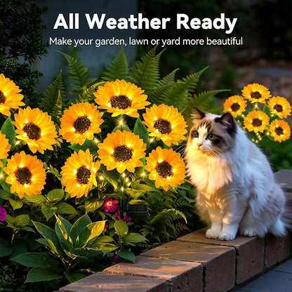 Solar Sunflower Lights Outdoor Garden Decor, 3 Pack Upgraded 18 Bright Sunflowers, Solar Flower Lights Waterproof for Garden, Flower Bed, Yard, Pathway, Patio Decor, Gift for Women, Mom, Grandma