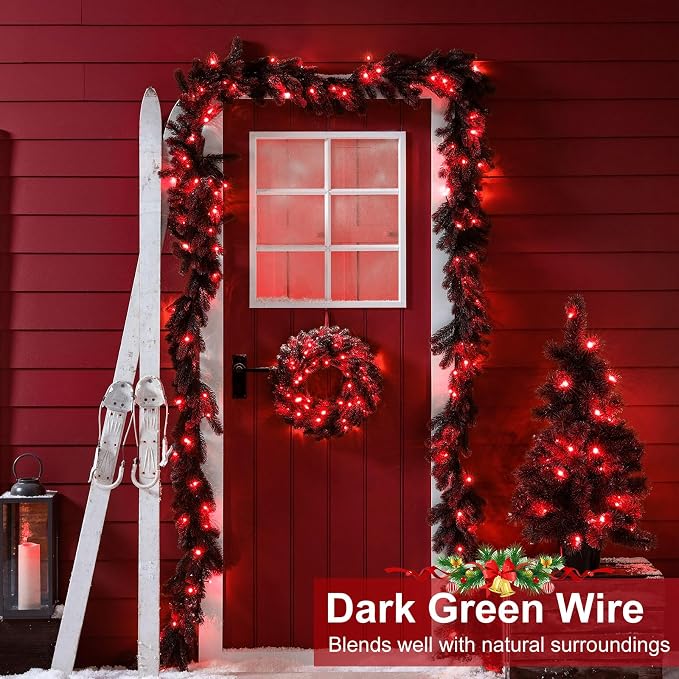 2 Pack Christmas Lights Outdoor, Total 200FT 600LED Christmas Tree Lights Waterproof with 8 Modes, Plug in Connectable String Lights for Outside Indoor Patio Yard Garden Party Decorations, Red