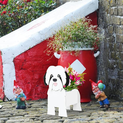Black and White Shih Tzu Dog Planter Pots, 9.45 x 8.97 x 13.5 in | Dog Flower Pot, Cute Animal Shaped Plant Pot, Gifts for Women & Pet Lovers, Indoor Outdoor Garden Home Office Decor