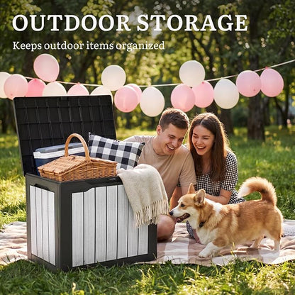 YITAHOME 30 Gallon Deck Box | 2-Pack Waterproof Resin Outdoor Storage Box with Lock, Doubles as Bench Seating for Patio Furniture Cushions,Garden Tools &