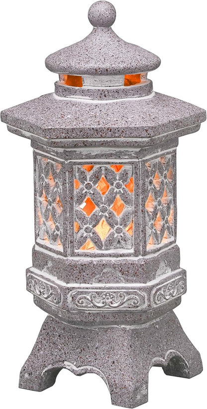 TERESA'S COLLECTIONS Pagoda Garden Statues with Solar Outdoor Light, Resin Zen Garden Lantern Asian Decor Outdoor Statues Lawn Ornaments Patio Porch Yard Decor Gifts for Mom 8.3''