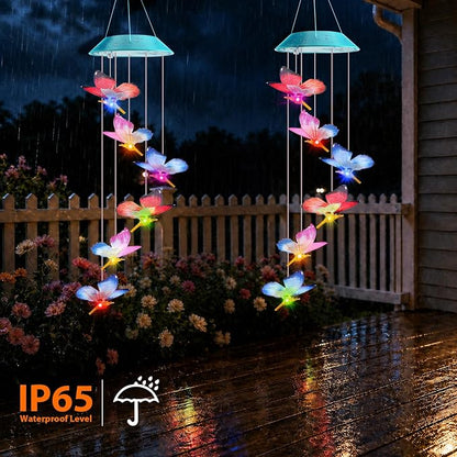 Toodour Solar Wind Chime, Color Changing LED Swaying Butterfly Wind Chimes, Upgrade Butterfly with Fluttering Wings, Waterproof Solar Outdoor Light Decor for Garden Window Patio, Gift for Mom Grandma