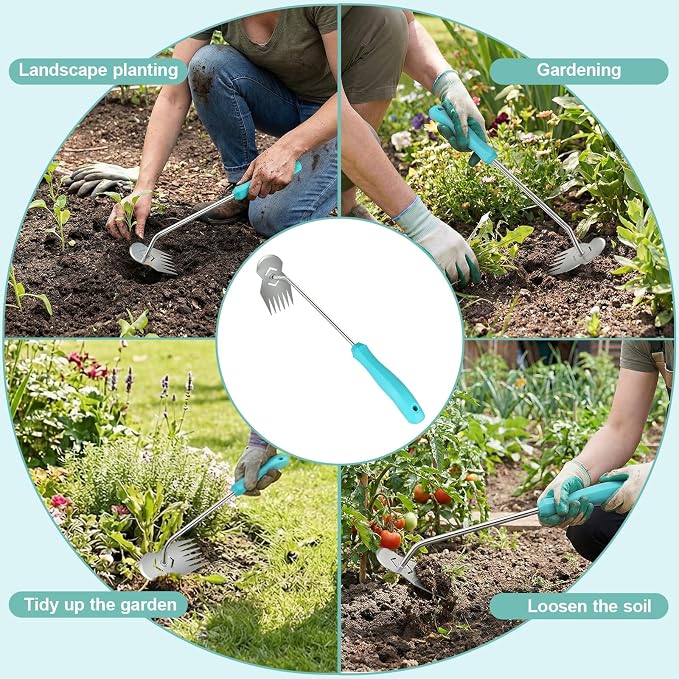 Garden Tools,Weeder Tool,Adopting Ergonomic Handle Design,Weeding Tools,6 Tooth Garden Weed Pulling Tool,Weed Puller Tool Suitable for Farm Planting,Gardening