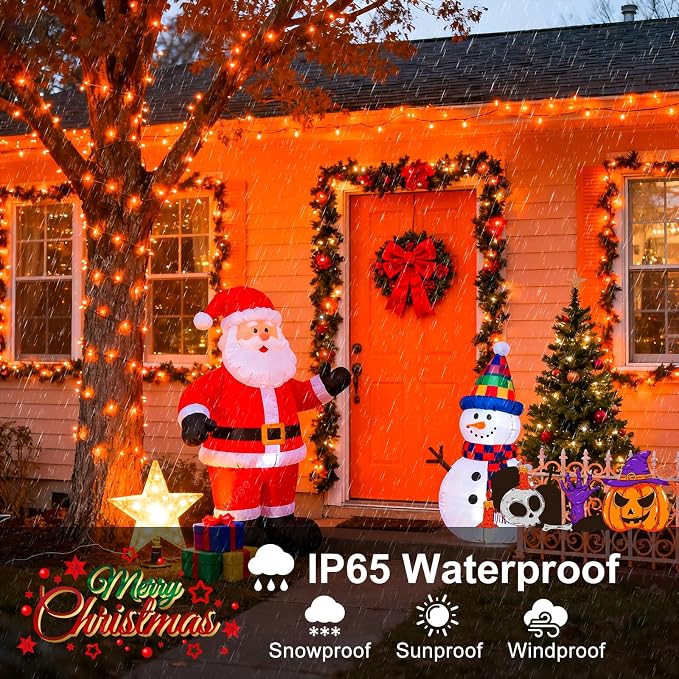Orange Halloween Lights, 100FT 300 LED Outdoor String Lights Waterproof with 8 Modes, Connectable Plug in Christmas Lights for Outside House Garden Patio Yard Party Holiday Decorations