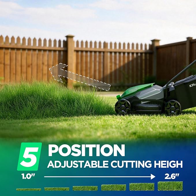 14" Cordless Lawn Mower, 20V Lightweight Push Mower with 8.0Ah Battery, Ultra-Quiet Motor for Small Yards, Lawn Care, Backyard Maintenance