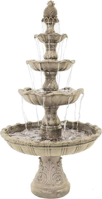 Sunnydaze Grand Courtyard 4-Tier Large Outdoor Water Fountain - 80" Tall Outdoor Fountain - Tiered Electric Garden Water Feature for Patio, Backyard, or Yard - Faux Stone Resin - Earth