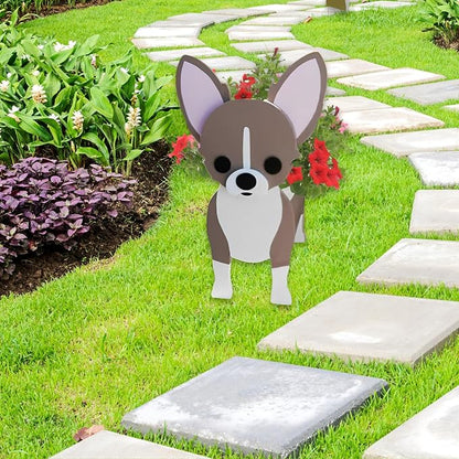 Chihuahua Dog Planter Pots, 9.45 x 8.66 x 13.39 Inches | Dog Flower Pot, Cute Animal Shaped Plant Pot, Gifts for Women & Pet Lovers, Indoor Outdoor Garden Home Office Decor