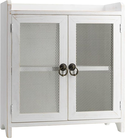 COLLECTIVE HOME - 2 Tiered Storage Cabinet, Countertop Cabinet, Wood Organizer for Kitchen Living Room Bedroom Bathroom Office with Magnetic Door, 15.75 x 14.5 x 6.5, White, 02