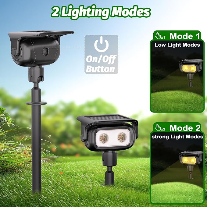 Nreonrick Solar Spot Lights 360° Adjustable Solar Lights Outdoor IP65 Waterproof with 2-in-1 Solar Powered Spotlights for Landscape Lighting for Garden (Warm)