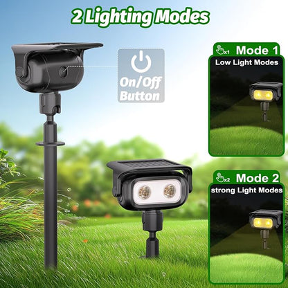 Nreonrick Solar Spot Lights 360° Adjustable Solar Lights Outdoor IP65 Waterproof with 2-in-1 Solar Powered Spotlights for Landscape Lighting for Garden (Warm)