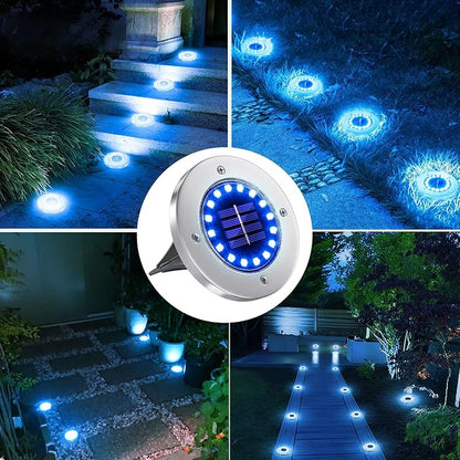 NFESOLAR Blue Solar Ground Lights Outdoor with 16 LEDs Waterproof Outdoor