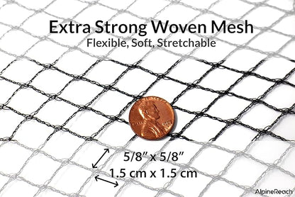 AlpineReach Garden Netting 7.5 x 65 ft Heavy Duty Bird Net, Deer, Plant Protection Extra Strong Woven Mesh, Reusable Kit with Zip Ties, Animal Fencing for Fruits Trees, Green
