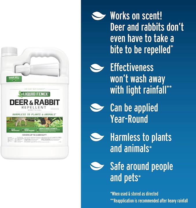 Liquid Fence Deer And Rabbit Repellent Ready-To-Use 1 Gallon, Apply Year-Round, 4 Pack