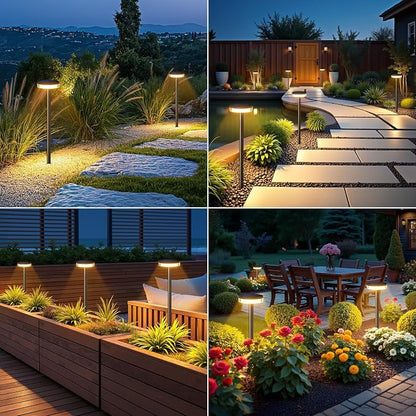 LETMY Solar Pathway Lights Outdoor, 4 Pack 2X Brighter Solar Lights Outdoor Waterproof, Taller Pathway Light with Larger Panel, Auto On/Off Up to 12Hrs Driveway Light for Yard Outside Patio Path Lawn