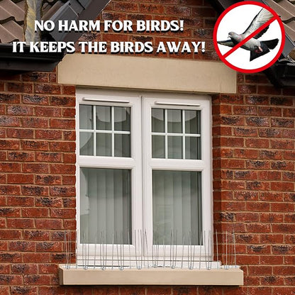 Patelai 2 Pieces Bird Spikes 9.84 Inch Stainless Steel Deterrent Spikes for Outside Anti Pigeons Fence Kit for Keeping Birds Crows Woodpeckers Away from Roof Windowsill Easy to Install and Remove