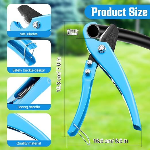 Feekoon Drip Irrigation Hole Punch Tool, 2 in 1 Drip Tubing Punch and Fitting Insertion Tool for 1/4 Inch Emitters, 16 20 25mm PE Pipe, Garden Repair(Blue,345 Irrigation Plugs)