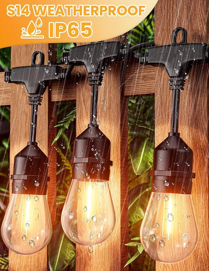 Svater Outdoor Led String Lights 75 FT, Patio Lights for Outside with 26pcs S14 Shatterproof Bulbs, IP65 Waterproof Commercial Grade Market Light, 1 Watt E26 Dimmable 2700K Warm White
