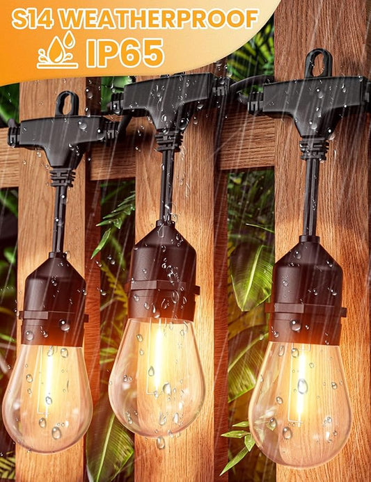 Svater Outdoor Led String Lights 75 FT, Patio Lights for Outside with 26pcs S14 Shatterproof Bulbs, IP65 Waterproof Commercial Grade Market Light, 1 Watt E26 Dimmable 2700K Warm White