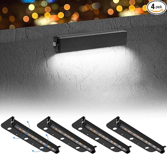 4-Packs 3W 7inch LED Hardscape Paver Lighting,12V AC/DC Low Voltage Retaining Wall Lights,Landscape Lighting,5000K Daylight White Outdoor Step Light,50,000 Hours Lifespan-Black