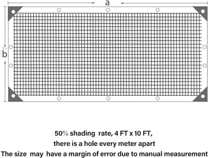 winemana 50% Shade Cloth for Garden- 4x10 FT Breathable Mesh Tarp for Vegetables & Plants, Outdoor Patio Sun Shade with Grommets - Chicken Coop, Dog Kennel Cover