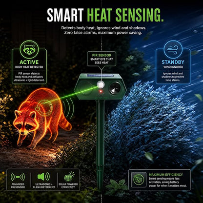 2026 Sonic Fortress Pro Deer Repellent Devices, Racoon Repellent Outdoor Squirrel Fortress Pro Animal Repeller Cat Deterrent with Motion Sensor&Flash Light to Scare Skunk Rabbit Out of Garden Yard(2)