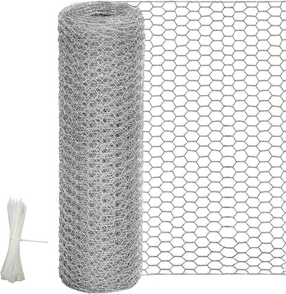 Chicken Wire Fencing, 24 Inch x 60 Feet Chicken Wire Mesh Roll for Garden Plants, 1 Inch Mesh Hexagonal Galvanized Metal Poultry Wire Netting for Chicken Coop Rabbit Dogs Barrier
