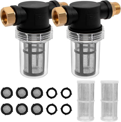 BEETRO Garden Hose Filter for Pressure Washer Inlet Water, Inline Filter for Sediment, with 100 Mesh and 40 Mesh Screen, 2 Sets