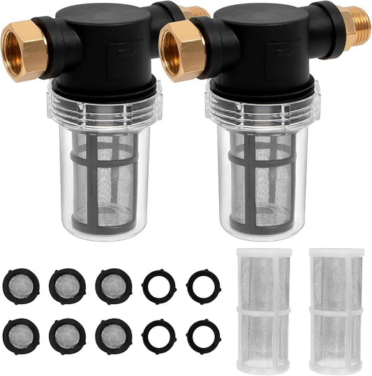 BEETRO Garden Hose Filter for Pressure Washer Inlet Water, Inline Filter for Sediment, with 100 Mesh and 40 Mesh Screen, 2 Sets
