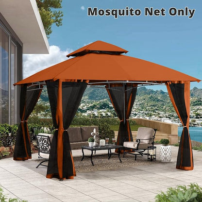 MASTERCANOPY Patio Gazebo Mosquito Netting Screen Walls (10x12, Rust Red)