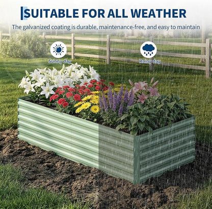 Garvee 2PCS 8x4x2ft Galvanized Raised Garden Bed, Outdoor Planter Box | 0.5mm Thick Steel Raised Garden Kit, 24in Deep. For Vegetables, Herbs & Flowers. Rust-resistant, Easy DIY Assembly, Green