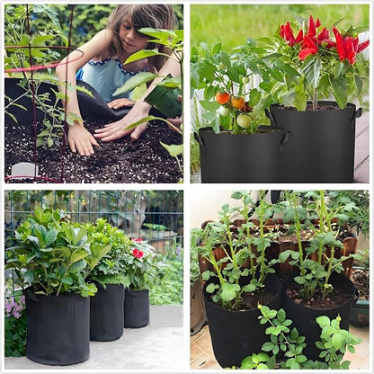 ANSLYQA 20-Gallon Grow Bags, (10 Pack) Thickened Aeration Fabric Growing Pots Planters with Handles for Planting Vegetables Plants, Black