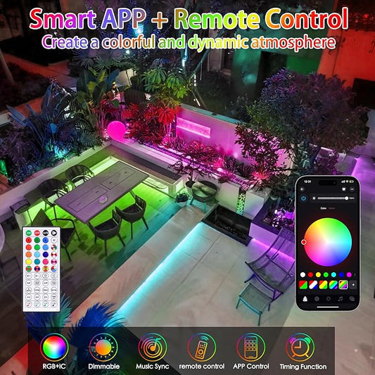 200FT Rope Lights for Outside, 610 LED String Light Outdoor Waterproof Plug in with Remote & APP Control, 16 Million Colors Changing Music Sync Fairy Lighting for Bedroom Indoor Christmas