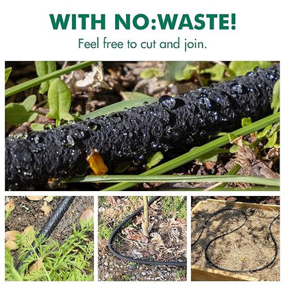 Customized Water Saving Soaker Hose System - 1/2 Inch x 50ft Soaker Hose with 25ft PVC Garden Hose, Drip Irrigation Watering Hose Kits with Fittings for Root Watering Your Garden & Vegetable Patch